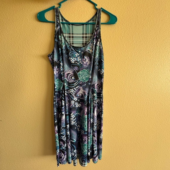 TARTAN AQUA VS KOI PURPLE INSIDE OUT DRESS - LIMITED BlackMilk - Picture 4 of 5